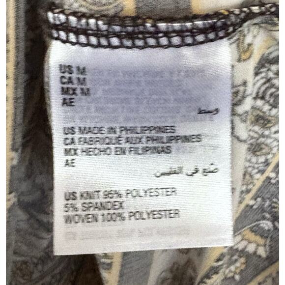 JM Collection Black Floral Stretchy Blouse Long Sheer Sleeves Size Medium - Picture 4 of 4